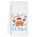 Yhtrg Coastal Christmas Santa Crab Kitchen Towels 16x24 Inch, Christmas Beach Hand Towels for Bathroom Decorative, Nautical Xmas Dish Tea Towel for Kitchen Decor