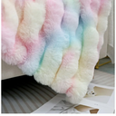 Luxury Faux Fur Throw Blanket, Plush Textured Design Bubble Blanket, Soft Cosy Cover for Sofa and Bed,Gift for Women Girls Kids and Children (Rainbow, Twin (63" x 79"))