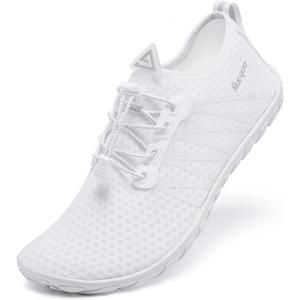 Racqua Women Men Water Shoes Barefoot Sport Beach Swim Shoes (8.5 Women/7.5 Men, Hd137-white)