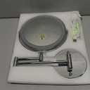 MNIENT Wall Mounted Lighted Makeup Mirror, 8" Rechargeable Double-Sided Light up Magnifying Mirror 1x/10x, 3 Colors Led Vanity Mirror with Lights, Touch Dimmable 360 Rotation Foldable (Silver)