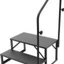 RV Steps with Handrail, 2 Steps Mobile Home Stairs Steps Portable Pool Ladder 450 LBS Load Capacity, Single Sided Handrail Ladder for Camper, Porch, SPA, Pool, Pet Stairs