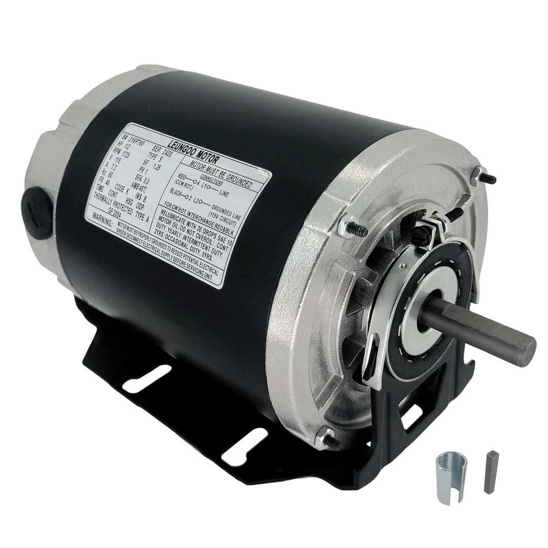 GF2054 Blower Motor 1/2 HP 115 Volt 60Hz 1725RPM 48 Frame Compatible with AO Smith, Packard 45012, Emerson 8200, GE BF-4708, Universal 811, BALDOR RSP3451A, Dayton 4UE85, Belt Drive ODP Leungoo