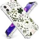 Cioroper Designed for iPhone 12(2020)/ iPhone 12 Pro(2020) 6.1inch Case, Cute Crystal Clear Protective Cover, Green Plants Flowers Floral Design[Not-Yellowing]Shockproof Slim Fit Designs for Women, Girls