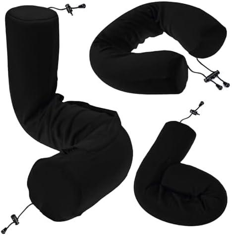 Dot&Dot Twist Memory Foam Travel Pillow for Airplanes - Travel Neck Pillow for Sleeping - Airplane Pillow for Neck Support - Adjustable, Bendable Neck Roll Pillow