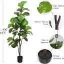 LUWENER 6ft Artificial Fiddle Leaf Fig Tree Plant,Fake Ficus Lyrata in Pot,Ficus Faux Plant Artificial Trees for Office Indoor Outdoor Garden Living Room Home Decor 1PCS-71in