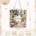 5 x Aesthetic Heavy Canvas Tote Bag with Pocket for Women, Cloth Gusseted Totes Bag with Pattern for Shopping (Bloom)