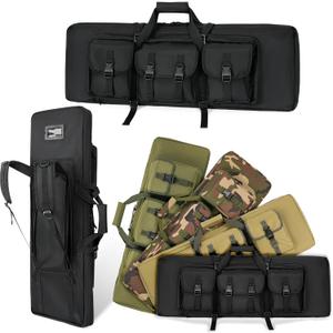 DULCE DOM 32/36/42/48/52 inch Double Rifle Case Soft Gun Bag for Rifles Pistols Storage & Transportation, All Around Shooting Range Tactical Backpack for Hunters Shooters, Gift for Boyfriend, Husband (Black)
