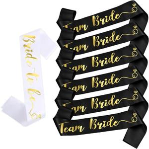 Bride to Be Sash, Bachelorette Party Supplies Engagement Party Favors, Bridal Shower Sashes Bachelor Decorations Just Married Gift Engaged Decor Accessories,Black Gold