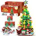 Advent Calendar 2025 Building Blocks Set with LED Light, 24 Days Christmas Countdown Calendar Building Blocks Xmas Thanksgiving Gifts for Adults Men Women (Green-(Christmas Tree))