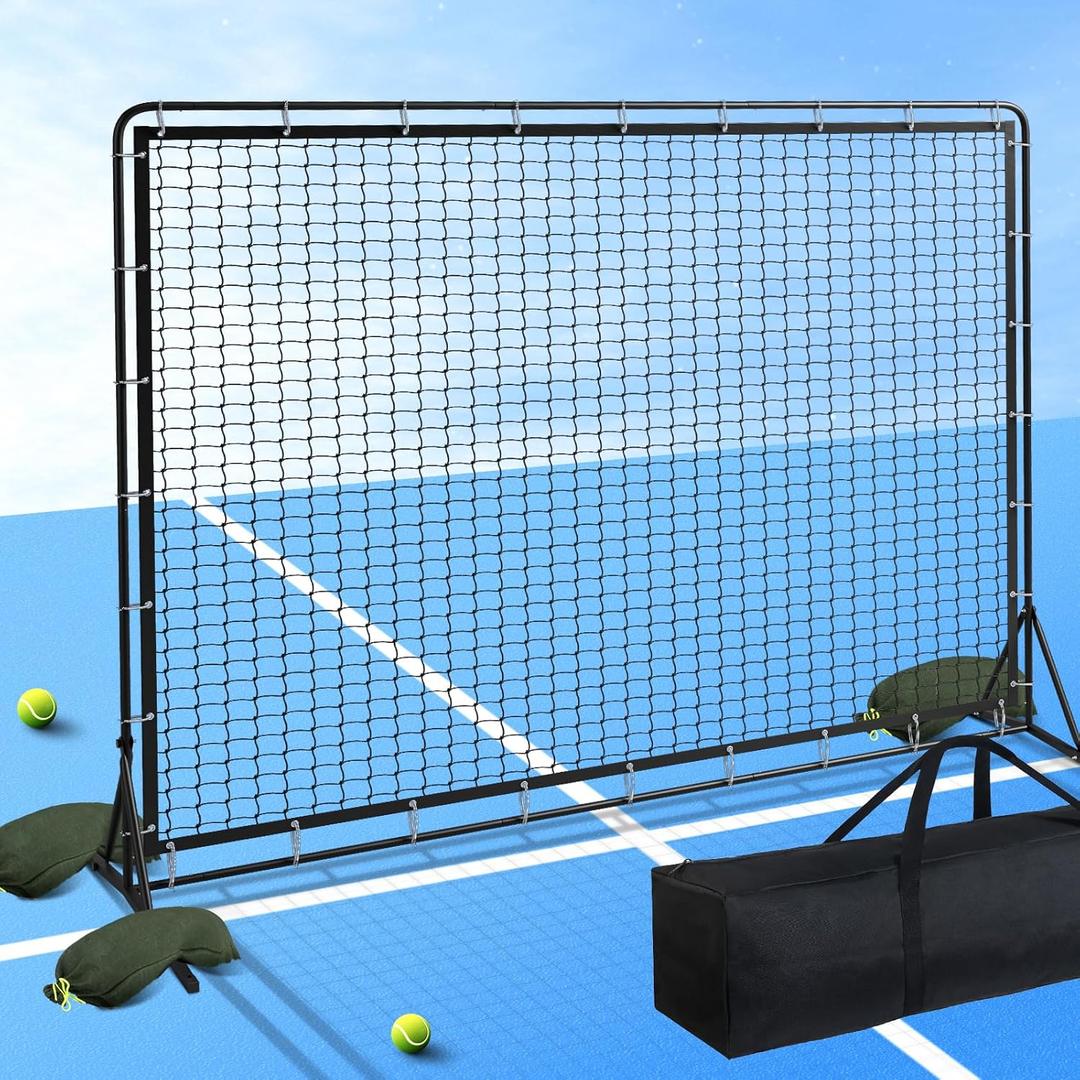 9.3*7.4ft Portable Tennis Rebounder Net, Tennis Practice Wall, Tennis Training Net for Tennis Racquet Sports Ball Pickleball, Tennis Backboard Net for Tennis Court Backyard Outdoor Training,, 7.4 feet by 9.3 feet