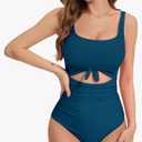 B2prity Halter Tankini Swimsuit for Women Tummy Control Two Piece Bathing Suit V Neck Swimwear with Shorts XL Peacock Blue