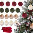 StiVerse 16 Pcs Velvet Ornaments for Christmas Tree, 4 Color Fashion Velvet Christmas Decorations, Shatterproof Hanging Ornaments Ball for Xmas Tree Winter New Year Party Supplies(2.36")
