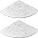 9 Inch Marble Corner Shower Shelf for Bathroom, Shower Room, Both Side Honed Polished, Bathroom Wall Mounted (Carrara White - 2pcs)