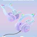 Cat Ear Bluetooth Headphones with Micphone for Kids & Adults, LED Light Up Wireless HI-FI Sound Quality, Over-Ear Headphones with Volume Control for iPhone/iPad/Laptop/PC(55H Play Time)