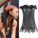 12 inch 30 Strands Loc Extensions Human Hair Curly Ends 0.4cm Width Dreadlock Extensions 100% Permanent Human Hair Loc Extension with Curly Ends Natural Black Curly Locs