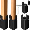 4 Pack Adjustable Bed Risers Furniture Risers,4 Inch with Screw Clamp, Heavy Duty Bed Riser for Chair Desk Table Legs 0.81.6 inch, Black