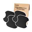 4Pcs Silicone 3D Carbon Fiber Texture Car Door Handle Cup Protectors Paint Scratch Protector Sticker Vehicle Exterior Accessories 1.5mm Thick Scratch Guard Sticker (Black, Medium)
