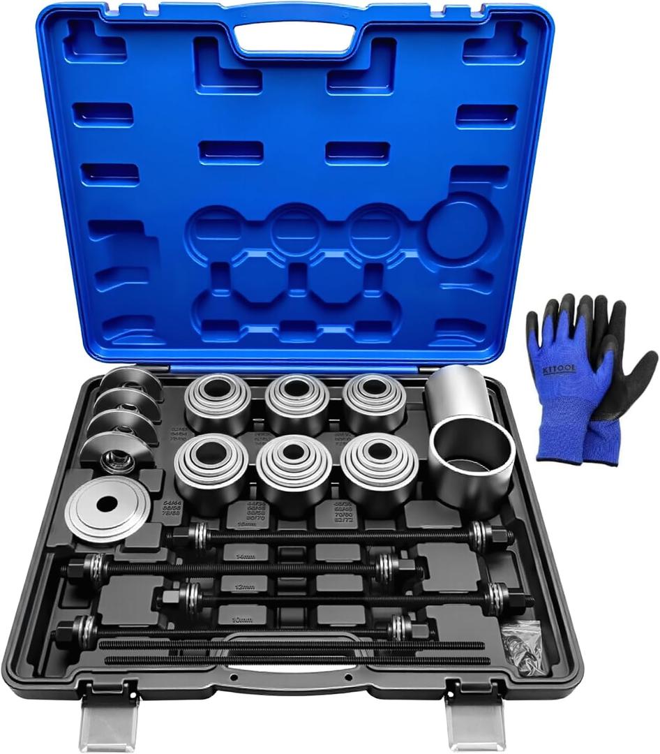 40Pcs Pull and Press Sleeve Kit, Bushing Press Kit for Most Engine Cars Vehicles, Universal Seal Bearing Bushing Removal Installation Tool Kit 4 Pulling Spindles with Nuts Case