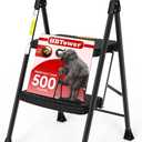 HBtower Step Ladder Sturdy, Heavy Duty Step Stool for Adults, Wide Anti-Slip Pedal Step Ladder Folding Step Stool for Home Kitchen Garage Outdoor (2 Step Ladder)