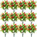 Tigeen 12 Pack Strawberry for Decoration Fake Strawberry Branches Artificial Vivid Red Faux Tables Centerpiece for Kitchen Stem Fruits for Home Spring Summer Decor