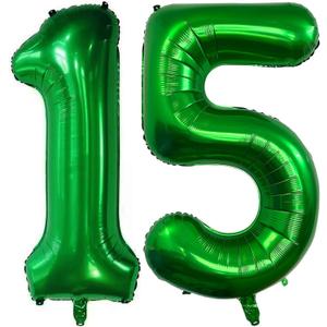 5 x Lovoir 40 Inch Dark Green 51 Number Balloon 15 Large Size Jumbo Digit Mylar Foil Helium Dark Green Balloons for 15th 51st Birthday Party Celebration Decorations Graduations Anniversary Supplies