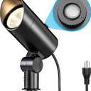 SUNVIE 30W Spot Lights Outdoor 120V Dusk to Dawn Outdoor LED Spotlight Plug in with Photocell Sensor 3000K Waterproof Bright Flag Pole Light for Yard Tree Garden Landscape Lighting with Stake 6FT Cord