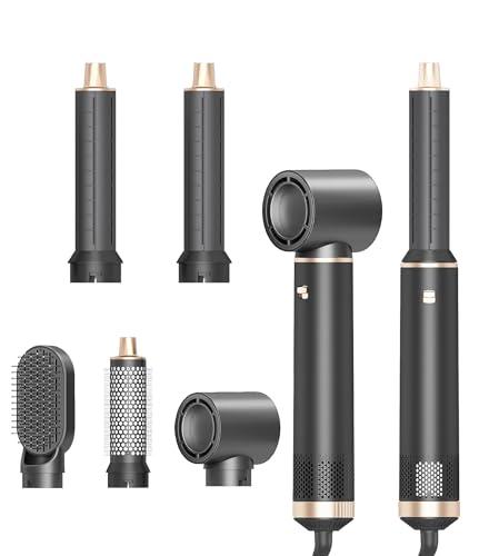 Dryhsip 5 in 1 Hair Styler & Wrap Air Curler, Low-Speed Negative Ionic Hair Tools Drying, Multi Hair Styler, Professional Blow Dryer Brush for Curling Volumizing Straightening Styling (Gray)