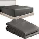 California Design Den 3-Piece Bundle - Fitted Sheet with 2 Pillowcases, 400 Thread Count 100% Cotton Sateen, Deep Pockets (Twin Size, Grey)