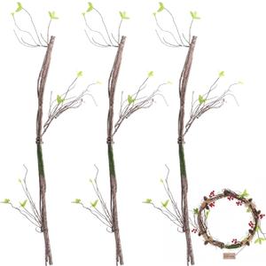 3 PCS Artificial Bendable Tree Branches, Realistic Faux Dried Branch with Moss, Flexible Vine-Style Twigs with Leaves, Craft Stems for Home Decor, Floral Arrangements, Wreaths, Seasonal Displays