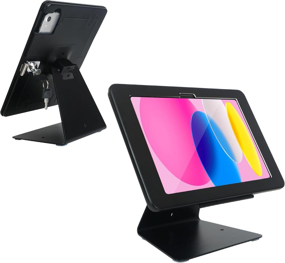 Desktop Anti-Theft Security Stand Holder for 2025 iPad 11" (A16) 11th/ 2022 iPad 10.9" 10th Gen.,with Lock and Key,Flip &360Rotating Horizontal or Vertical Design(Black)