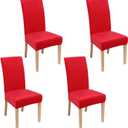 Smiry Velvet Stretch Dining Room Chair Covers Set of 4, Soft Removable Washable Chair Slipcovers Kitchen Parsons Chair Protector, Red