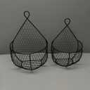 ERYTLLY Metal Fruit And Vegetable Storage Hanging Basket Wall Mounted, For Kitchen Black Wire Baskets for Flowers, Fruits and Veggies, - Set of 2 (Medium+Large)
