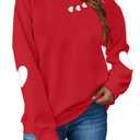 Love Letter Print T Shirt Women Funny Valentine's Day Tee Shirt Love Heart Graphic Long Sleeve Tops Red-Heart (S)