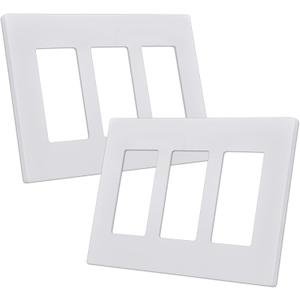 CML 3-Gang Screwless Decorator Wall Plate, 2 Pack Light Switch Covers, Outlet Receptacle Cover, Hidden Screw Smooth Face, Impact Resistant, Standard Size 4.68X 6.54, Glossy White CML 3-Gang Screwless Decorator Wall Plate, 2 Pack Light Switch Covers, Outlet Receptacle Cover, Hidden Screw Smooth Face, Impact Resistant, Standard Size 4.68X 6.54, Glossy White