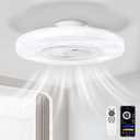 White 20" Modern Low Profile Ceiling Fan with Light and Remote, Stepless Color Temperature and Brightness Adjustable, 6 Wind Speeds, Suitable for Bedroom, Kids Room, Living Room and Study Room