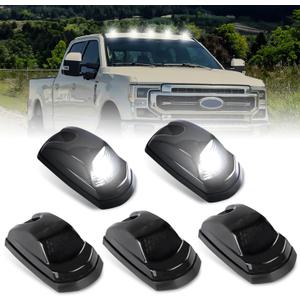 Bestiew Smoke Lens LED Cab Roof Marker Lights Top Clearance Running Lamps for 2017 2018 2019 2020 2021 2022 2023 2024 Ford F250 F350 F450 F550 Super Duty Pickup Trucks,Pack of 5 (White)