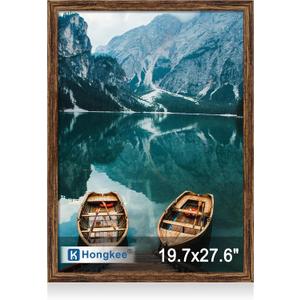 Hongkee 19.7x27.6 Frame, Rustic Brown Wood Style, Wall Mounting