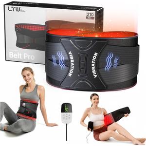 LTW Upgraded 210 LEDs Red Light Therapy Belt for Pain Relief, 49" x 9" | 5 Light Intensity × 4 Vibration × 4 Pulse Levels | 660nm & 850nm Near-Infrared Wrap | Plug-In | Adjustable Straps