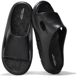 Project Cloud Mens Sandals - Lightweight and Flexible EVA Recovery Slides for Men with Ultra Bouncy Latex Insole - Comfortable Water Resistant Slippers for Men Footwear (Dean) (8, Black)