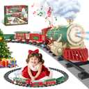 Electric Train Set for Kids Ages 4-8 with Real Steam, Lights and Sounds, Complete Toy Train Set with Cars and Tracks, Easy Snap-Together Assembly, Christmas and Year-Round Gift for Children