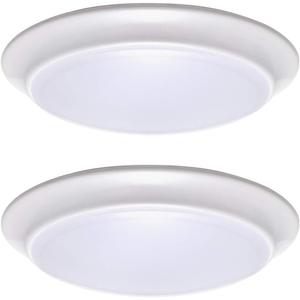 LIT-PaTH LED Flush Mount Ceiling Lighting Fixture, Dimmable 7 Inch 11.5W 900 Lumen, Aluminum Housing Plus PC Cover, Damp Location Rated for Bathroom, 5000K, 2-Pack