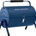 Royal Gourmet CC1015B Portable Charcoal Grill, 147 Sq. In. Cooking Area, with Four Air Vents, Lid Latch Buckle, Lid Handle, for Outdoor Backyard, Patio Parties and Picnics, Blue