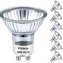 Vinaco GU10 Bulb, 6 Pack Halogen GU10 120V 50W, Dimmable, MR16 GU10 Light Bulb with Long Lasting Lifespan, gu10+c 120v 50w for Track&Recessed Lighting, Gu10 Base Bulb, 50W MR16/FL/GU10