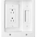 Wall Cable Concealer Kit, in Wall Cable Management Kit for TV, Recessed Outlet with Cable Management Box, in Wall Power Kit Hides TV Cords and Cables, Fits All Plugs, White