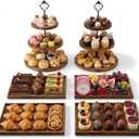 6 PCS Wood Tier Cupcake Display Stand Tower, Dessert Table Display Set, Party Food Display Stand Trays,Treat Candy Table Displays Set,3 Tiered Serving Trays for Party,Cake Stand Set,Cookie Display