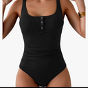B2prity One Piece Swimsuit for Women Tummy Control Ruched Slimming Bathing Suit Button Full Coverage Swimwear, Size S