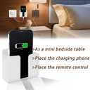 2 Pcs Wall Mount Phone Holder with Adhesive Phone Stand with Data Cable Receiving Hole, Phone Charger Stand Remote Control Storage Box for Bedroom, Kitchen, Bathroom, Office (White)