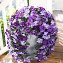 HyeFlora Artificial Flowers for Outdoors, 2pcs Faux Hanging Morning Glory Silk Fake Flowers Lifelike Artificial Plants UV Resistant Flowers for Outside Planter Patio Garden Porch Decor (Purple)