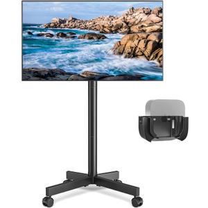 Rfiver Mobile TV Cart Rolling TV Stand for 23-65 Inch Screens, Portable TV Stand on Wheels with Tilt and Height Adjustable, Outdoor TV Mount Stand Holds up to 88 lbs for Home Office MAX VESA 400x400mm (Black)