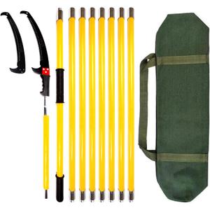 30 Feet Tree Pole Pruner, Durable Tree Trimmers Handle, Manual Branches Trimmer for Garden Tools Loppers Hand Pole Saws Extendable Height with Knives and Storage Pocket